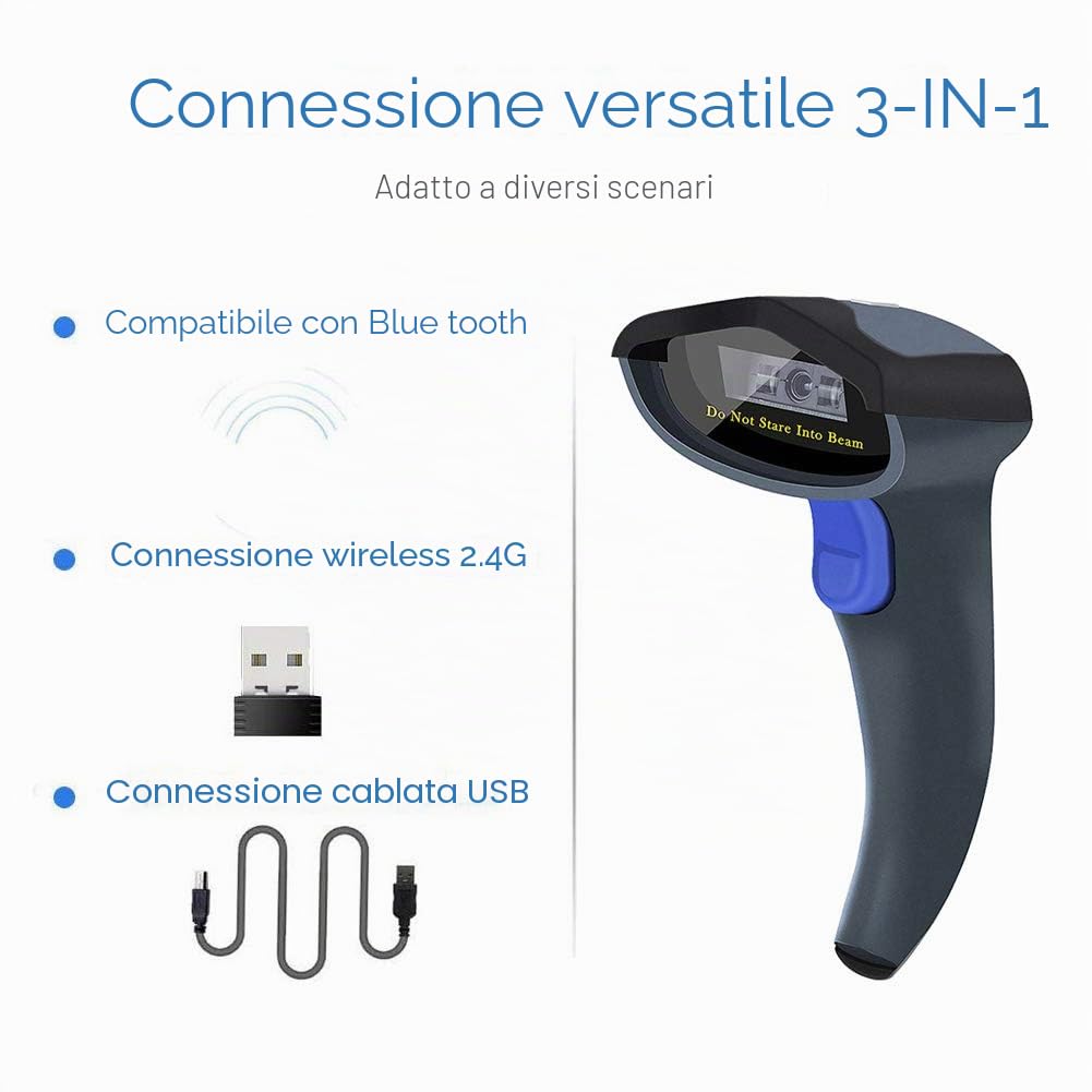 NETUM Lettore Codici a Barre Wireless Bluetooth Barcode Scanner Compatibile con Android /IOS/ Windows XP/7/8 | Ricarica USB | Decoder 32-bit