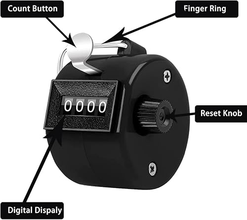 Miniatura 4 de Counter Clicker - Número de 4 dígitos, contadores mecánicos de mano, contador de tono para entrenamiento, tejido, personas, regazo, pesca, golf,