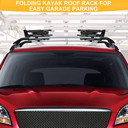 Ediors Kayak Roof Rack 2 Pairs, 4Pcs Folding Car Roof Racks For Kayak, Canoe, Paddle Boards, Skiboard, Surfboard, Foldable Kayak Roof Carrier For Car, Suv, Truck(Two Pairs) #TOP1