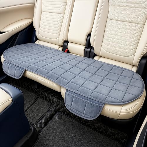 Image of MY ARMOR Car Seat Cover | Ultra-Soft Quilted Foam Cushion with Non-Slip Grip & Storage Pouch | Universal Fit Rear Car Seat Protector | Extra Large 50 x 20 Inches | Grey Velvet | 1 Pc