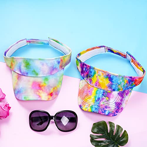 Rbenxia 2 Pieces Of Adjustable Sport Visors Sun Visor Hats Cap Visors For Women And Men (Tie Dye Green And Tie Dye Multicolor) #TOP5