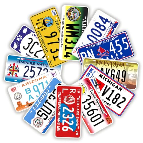 12 Pieces Reproduced License Plates, Native American Tribes & Nations,
