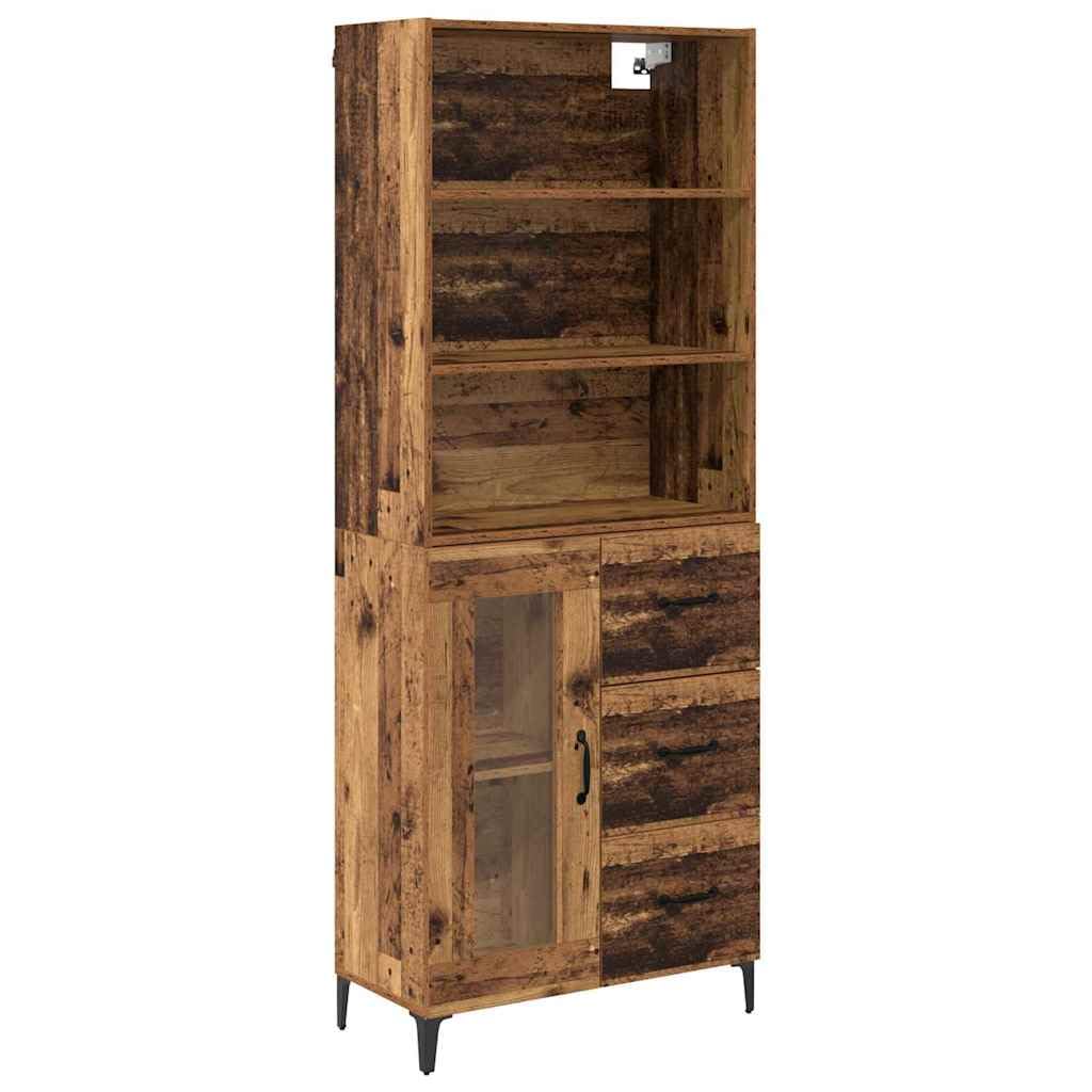 vidaXL Highboard Old Wood 69.5 x 34 x 180 cm Engineered Wood, Living Room Sideboard, Rectangular Storage Unit, Modern Furniture, Engineered Wood Cabinet, Space Saving, Multi-Functional