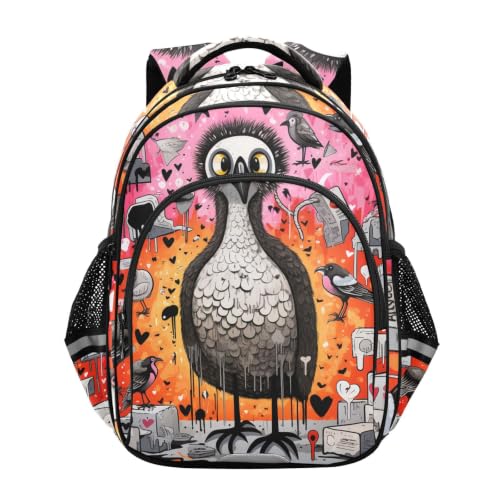 Sac à dos enfant oiseau noir lumineux anti-pluie et haute visibilité nuit