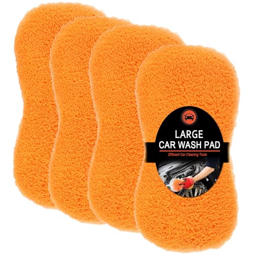 Image of Tanlade 4 Pcs Large Car Wash Sponge, Foam Sponge for Clean, Orange