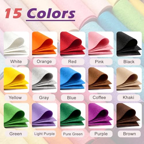 Image of Felt Fabric 36'' X 36'' Large Felt Sheets Stiff Craft Felt by The Yard for DIY Crafts Letter Coaster Flower Ornament Sewing Party Decoration Christmas Supplies Nonwoven (Purple)