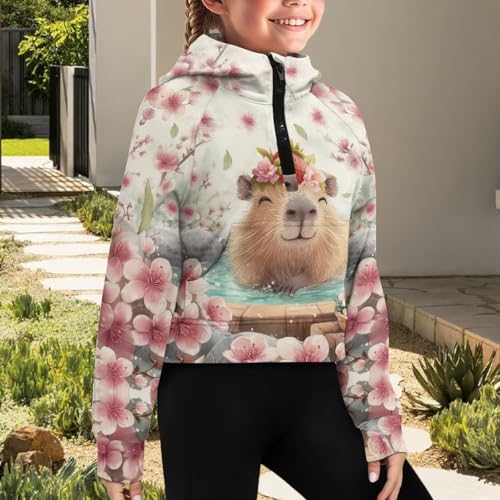 AFPANQZ Girls Half Zip Sweatshirts Collar Pullover Hoodies with Pockets Long Sleeve Hoodie Fit Girls 5-14 Years3