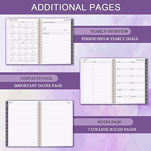 2023 2024 Academic Planner - Weekly And Monthly Planner With Pu Leather Hardcover, Coated Month Tabs, Inner Pocket And Elastic Closure Band, 6"X8.5", Purple #TOP4