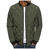 Mens Bomber Jackets Lightweight Jacket Coat Loose Fit Outwear Casual Sportswear Diamond Quilted Jackets Army Green