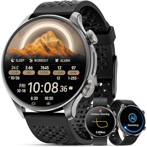 GPS Smart Watches for Men (Answer/Make Call), 1.60″ AMOLED Display Smartwatch, 170+ Sports Modes Fitness Tracker Watch with Compass Pedometer, 5ATM Waterproof Mens Smart Watch for Android iPhone