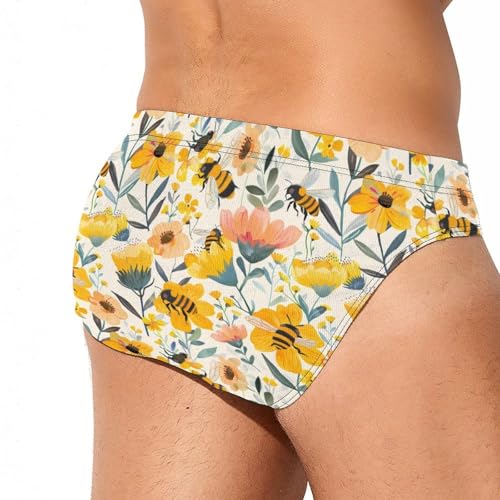 Cute Bees Flowers Novelty Men's Brief Swimwear Pants Swimming Trunks Beach Shorts Underwear3