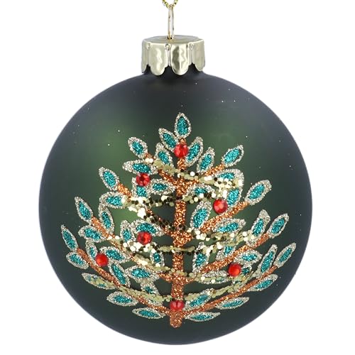 Gisela Graham Green Christmas Bauble with Glitter Tree