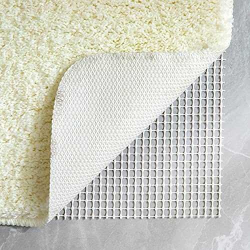 MIULEE Absorbent WC Toilet Rug Non Slip U Shape Bath Mat with High Hydroscopicity Rugs Super Soft Cozy and Shaggy Microfiber Rug Carpet for Bathroom 45x45 cm Ivory - Image 3