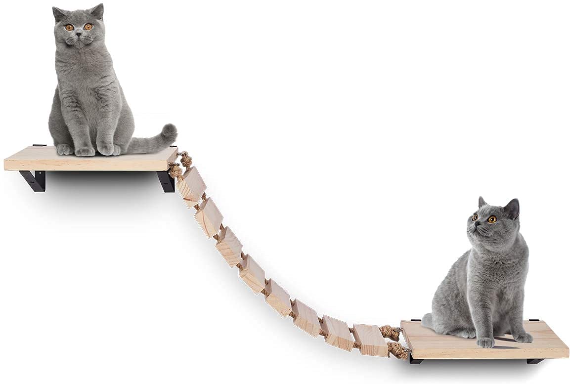 Étagère murale pour chat et pont suspendu en bois pour salon moderne