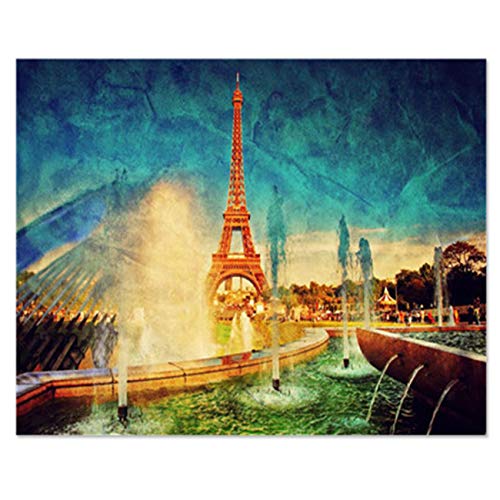 CUFUN Art Paint by Numbers Kit DIY Lienzo preimpreso Pintura al óleo Regalos para niños Adultos sin Marco decoración de la Pared 40x50cm Torre Eiffel