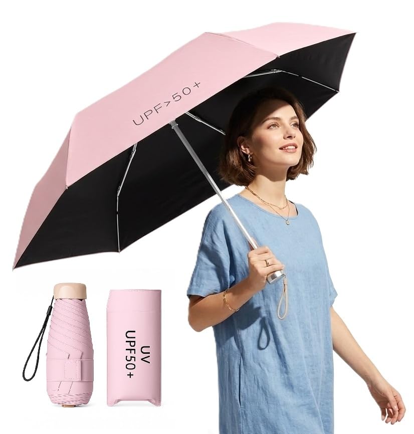 Pink UPF 50+ 6 Frame Small Manual Open Summer Umbrella (Aluminium Frame) for Women Sun & UV Protection Compact Travelling Light Weight Umbrella, Use in Summer & Rain- Keep in Pocket/Bag-image-18
