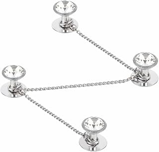 VAMA FASHIONS Silver Plated White Stone Kurta Buttons Cufflinks Studs With Chain Sherwani Blazer Coat Formal Cuff Links Fo... Price In India