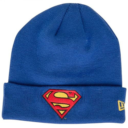 Bonnet Superman Bleu Roi New Era - Bonnet d'Hiver Chaud à Revers Homme et Femme
