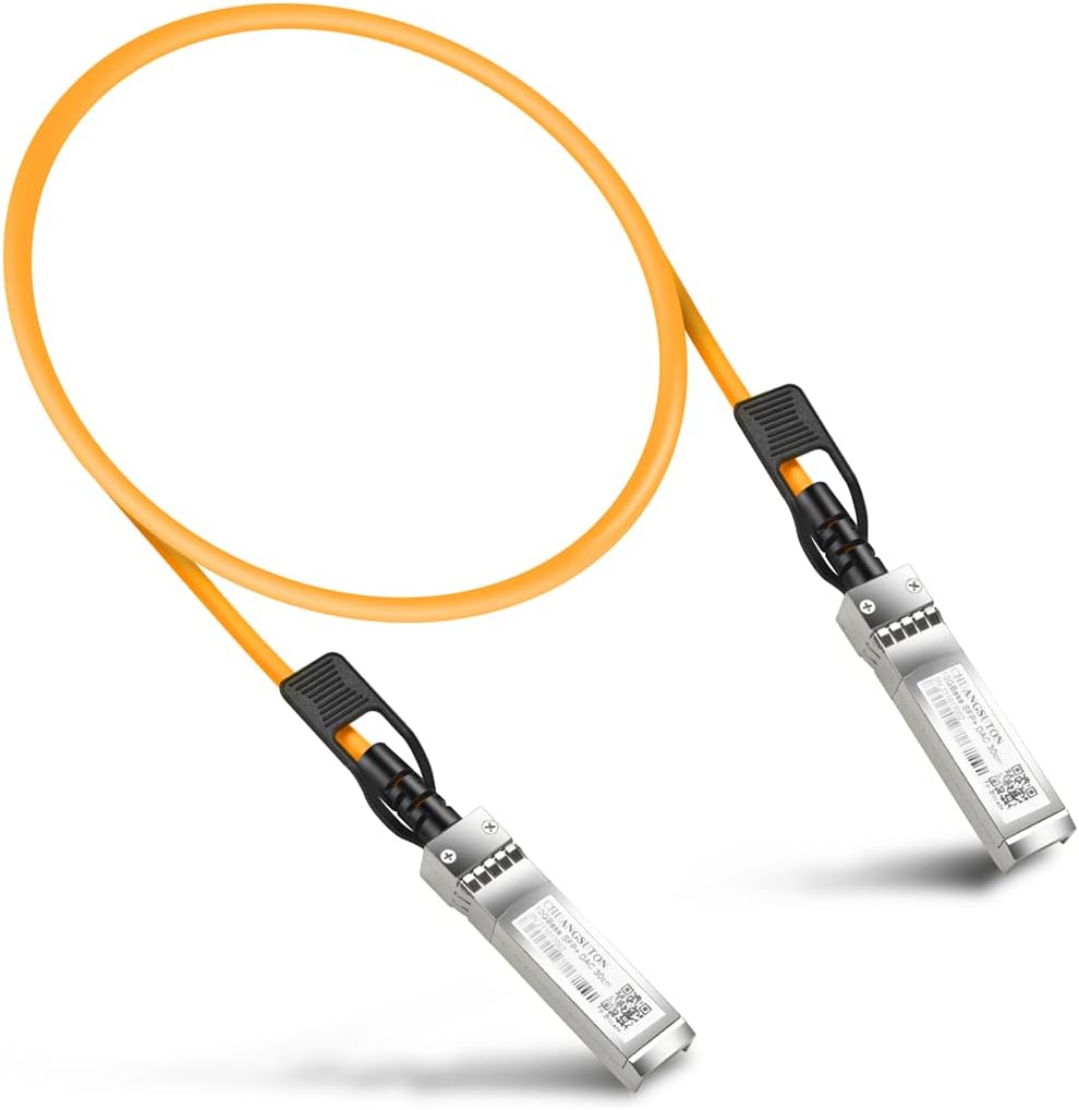 CHUANGSUTON 10G SFP+ DAC Twinax Cable, Passive, for Ubiquiti UniFi, Cisco, Mikrotik, Mellanox, Intel, Fortinet, Netgear, Supermicro, Open Switch Devices, 0.2 Meter, Orange Color