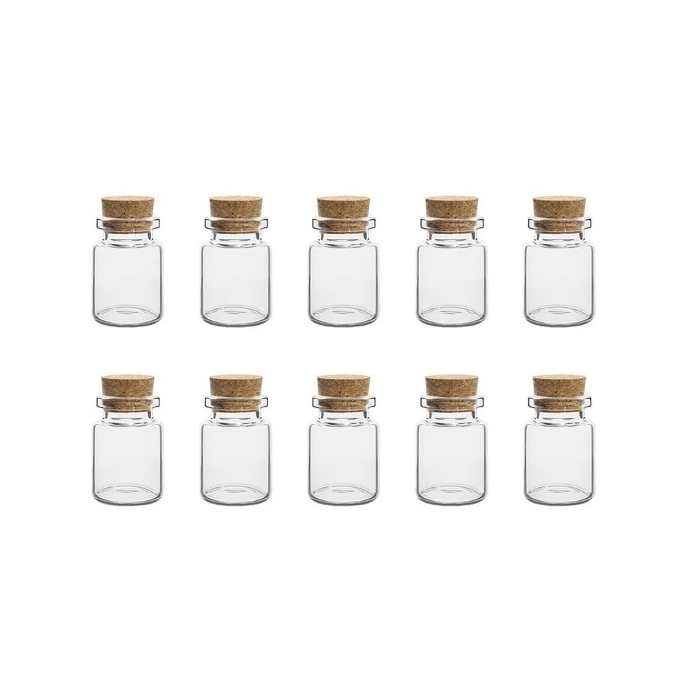 Loacea Glass Vial Small Glass Bottles DIY Craft Jars 5-20ml, Cork Stoppers Drifting Flawless Touch for Party 10pcs(5ml)