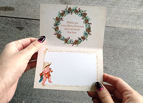 Image of PIXILUV WHITE CHRISTMAS (Pack of 12) Notecards Small Greeting Cards # Cold Wintery Christmas Scenes ~ Vintage Christmas Postcards Reprint
