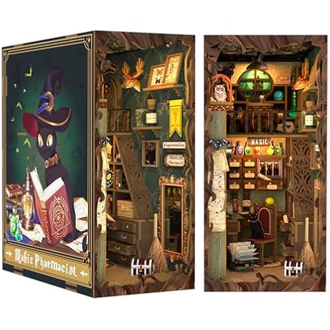 CUTEBEE Book Nook Kit - DIY Miniature House Dollhouse Kit for Adults and Teens, 3D Wooden Puzzle Booknook Build Bookshelf Decor, Gifts for Family and Friends Cover