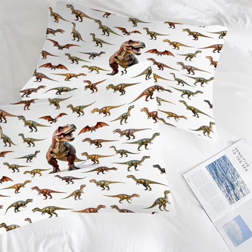 Image of Dinosaur Comforter Set Twin Size 3D Dino Bedding Sets for Boys Girls Kids Teens Bedroom Decor Dinosaur Animal Print Quilt 1 Comforter 1 Pillowcase