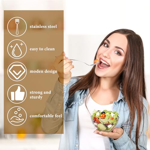 Minatee 100 Pcs Metal Dinner Forks Bulk Set 6.9 Inches Stainless Steel Forks Silverware Flatware Salad Cutlery Mirror Polished for Home Kitchen Restaurant Eating Silverware Utensils - Thumbnail 3
