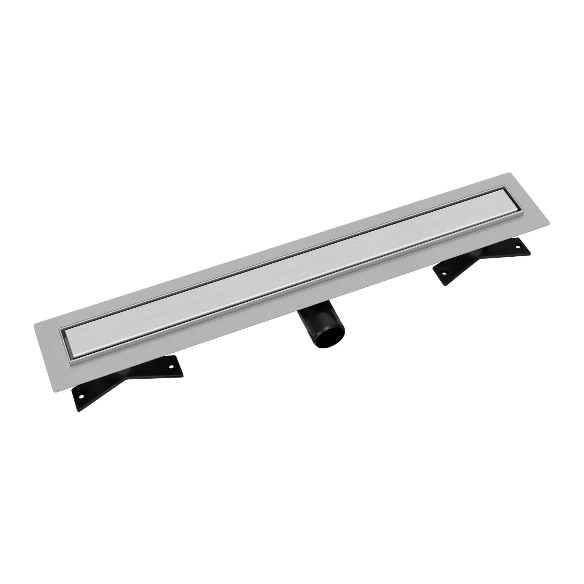 Canaleta de ducha Premium SLX Duo – Acero inoxidable AISI 304, óxido enlosable, sifón Ø50, colador de pelo, patas de montaje, manguito de sellado, 60 a 100 cm (60 cm)