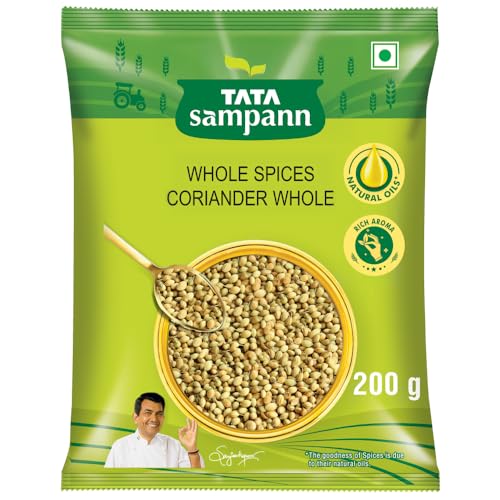 Image of Tata Sampann Coriander Whole (Dhaniya), Whole Spices, Natural Oils*, Rich Aroma, 200g