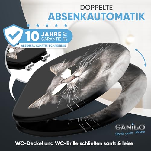 Sanilo Soft Close Toilet Seat, Wide Choice of New Toilet Seats, Stable Hinges, Easy to Mount (Cool Cat), Multicolor, 47 cm x 37.7 cm - Image 3