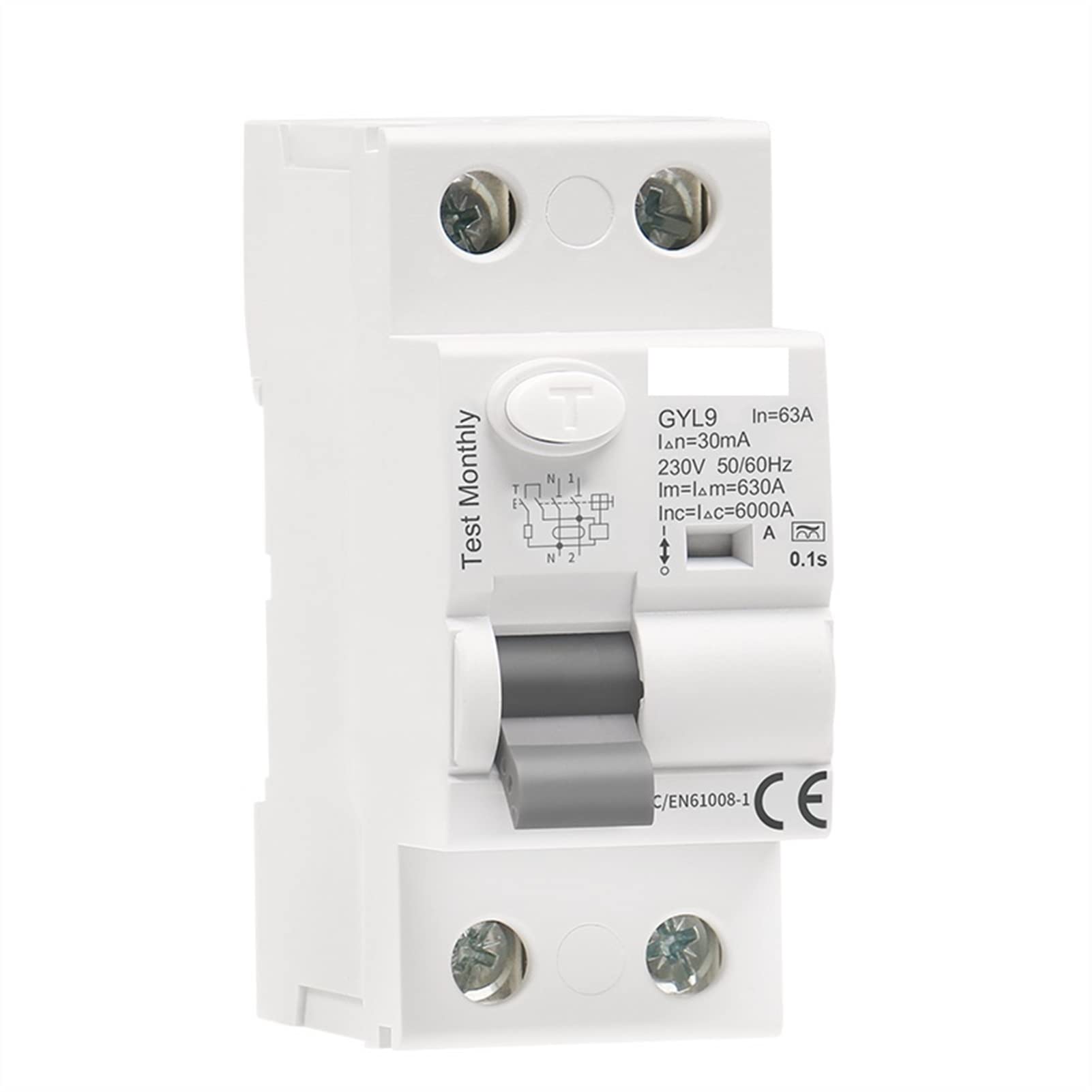 AVSBBYEPS Circuit Breaker Gyl9 a Type RCCB Residual Current AC ELCB 2 Pole 40a 63a 30mA 100mA 300MA RCD(30ma,2P 40A)