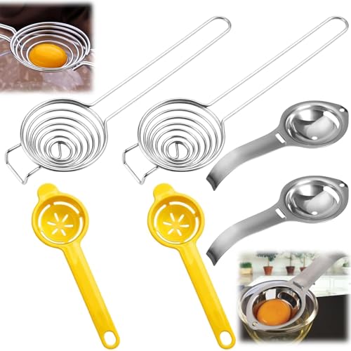 6-teiliges Eiertrenner Set aus Edelstahl und Kunststoff, Praktischer Eigelbtrenner für Backen und Kochen, Einfache Handhabung und Reinigung für Haushalt und Gastronomie