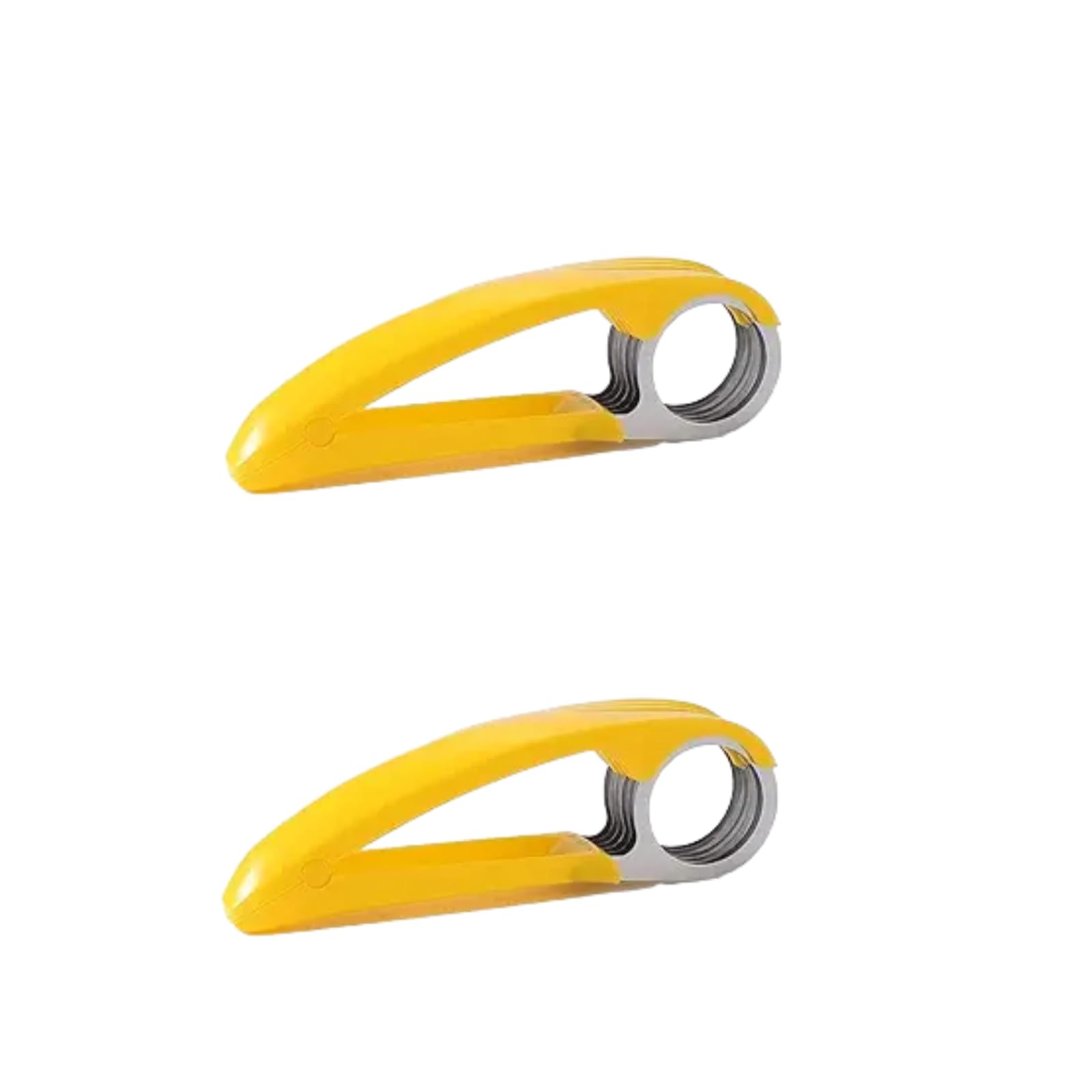 2Pcs Yellow Food Manual Slicer, Stainless Steel Food Slicer, Banana Strawberry Cucumber Carrot Egg Vegetable Fruit Multifunctional Slicer, Handheld Portable Small Food Slicer Mandolines and Slicers