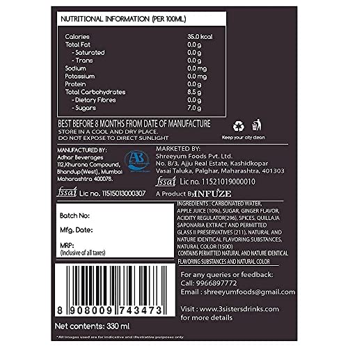 Image of 3Sisters Non Alcoholic Beer - Ginger Flavor - (Pack of 6 Bottles x 330ml each)