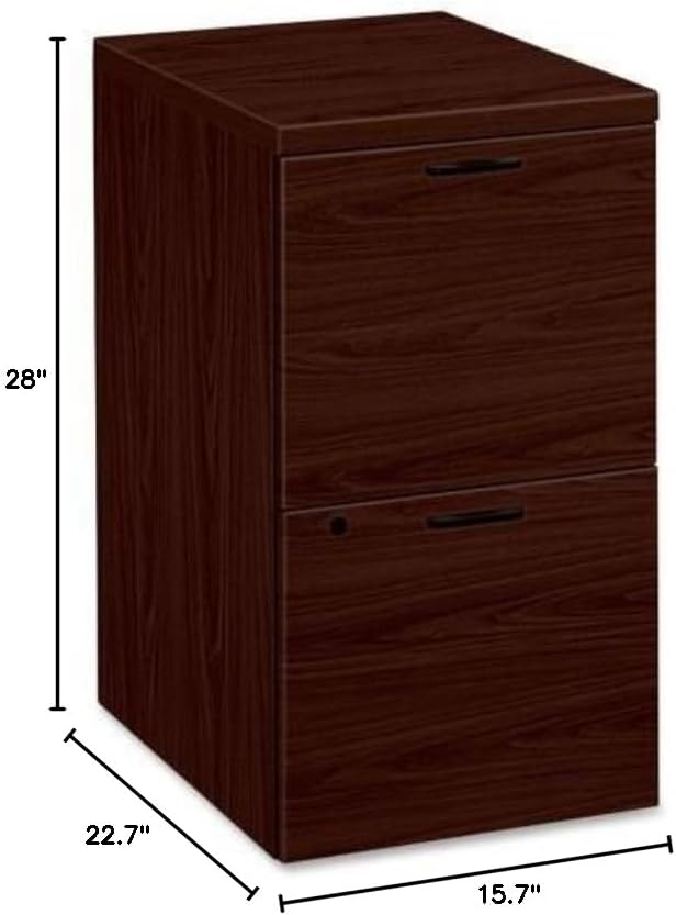 HON 10500 Series Full Height File/File Pedestals-Mobile Pedestal, File/File, 15-3/4"x22-3/4"x28", Mahogany