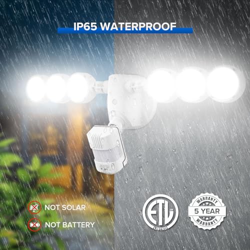 Image of SANSI 45W 6000LM Motion Sensor Outdoor Lights, IP65 5000K (White) | 4 Modes Motion Lights for Outside, 320 Wide Angle LED Flood Lights Security Lights for Soffit, Backyard, Garage, Yard, Porch
