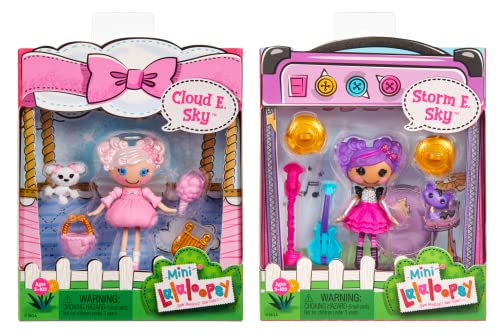 Lalaloopsy Mini Doll 2-Pack â€“ Cloud E. Sky + Storm E. Sky with Mini Pets Poodle & Cat, Two 3â€ Mini Dolls with Accessories, in Reusable House Package playset, for Ages 3-103, Multicolor