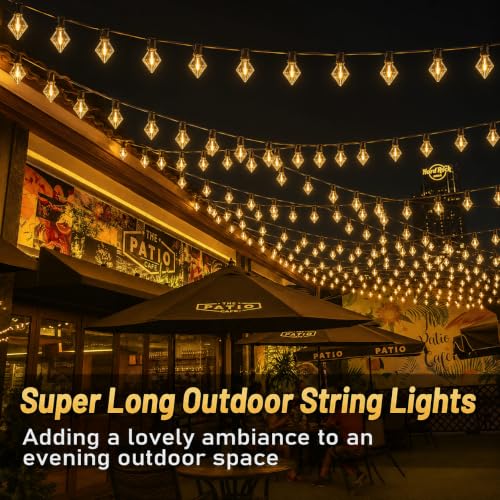 Image of One94Store Diamond Shape Outdoor String Lights | 5 Meter with 12 Warm White LED Bulbs | Waterproof Decorative Fairy Lights for Balcony, Garden, Porch & Home Decor
