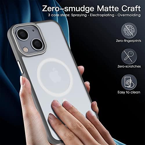 Image of Vaku Luxos Trans Armor MagPro for iPhone 14 Plus Cover Case, 6 Feet Drop, Metal Ring Camera Protection, Shockproof, Scratch Resistant, Slim, Compatible with MagSafe Back Cover - Grey