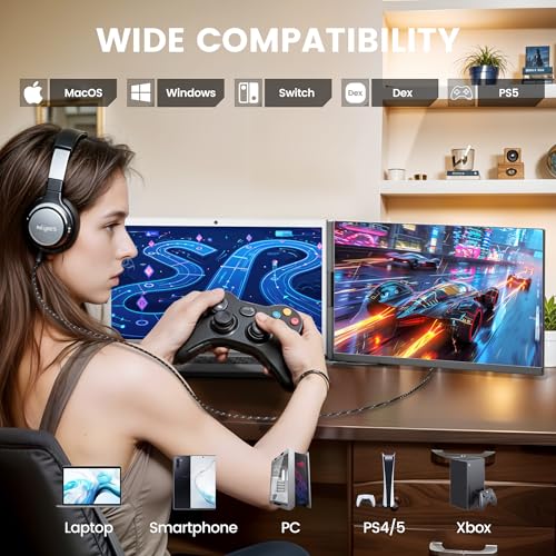 domyfan Extensor de monitor de laptop de 15,6 polegadas, 120% sRGB FHD 1080p IPS, extensor de tela d