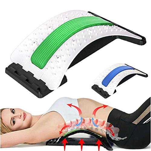 Lumbar Back Stretcher Spine Decompression Support Device for Lower Back Pain Relief and Massage,3-Gear Adjustment,Black Arch Board 2 Foams (Blue/Green)