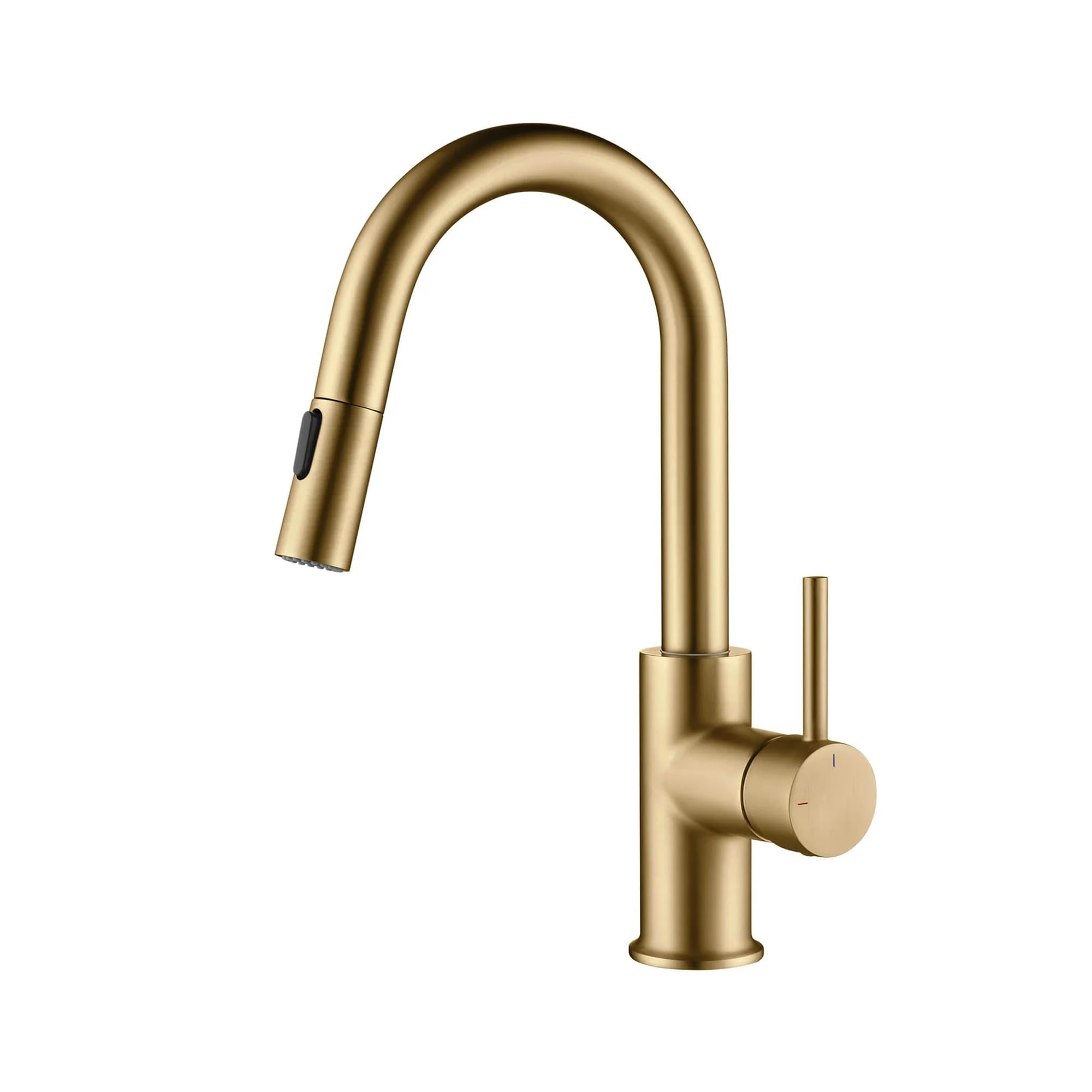 KIBI Pull Down Kitchen Faucet with Single Handle | Solid Brass High Arc Spout | Kitchen Sink Faucet with Pull Down Sprayer | Easy Clean | Brushed