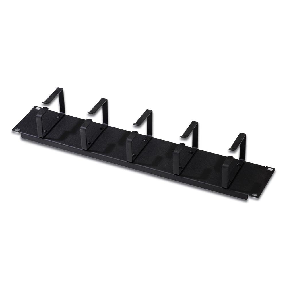 DIGITUS Kabel-Rangierpanel 2HE, 5 Kabelführungsbügel, 19-Zoll, Stahlblech, Grau/Schwarz