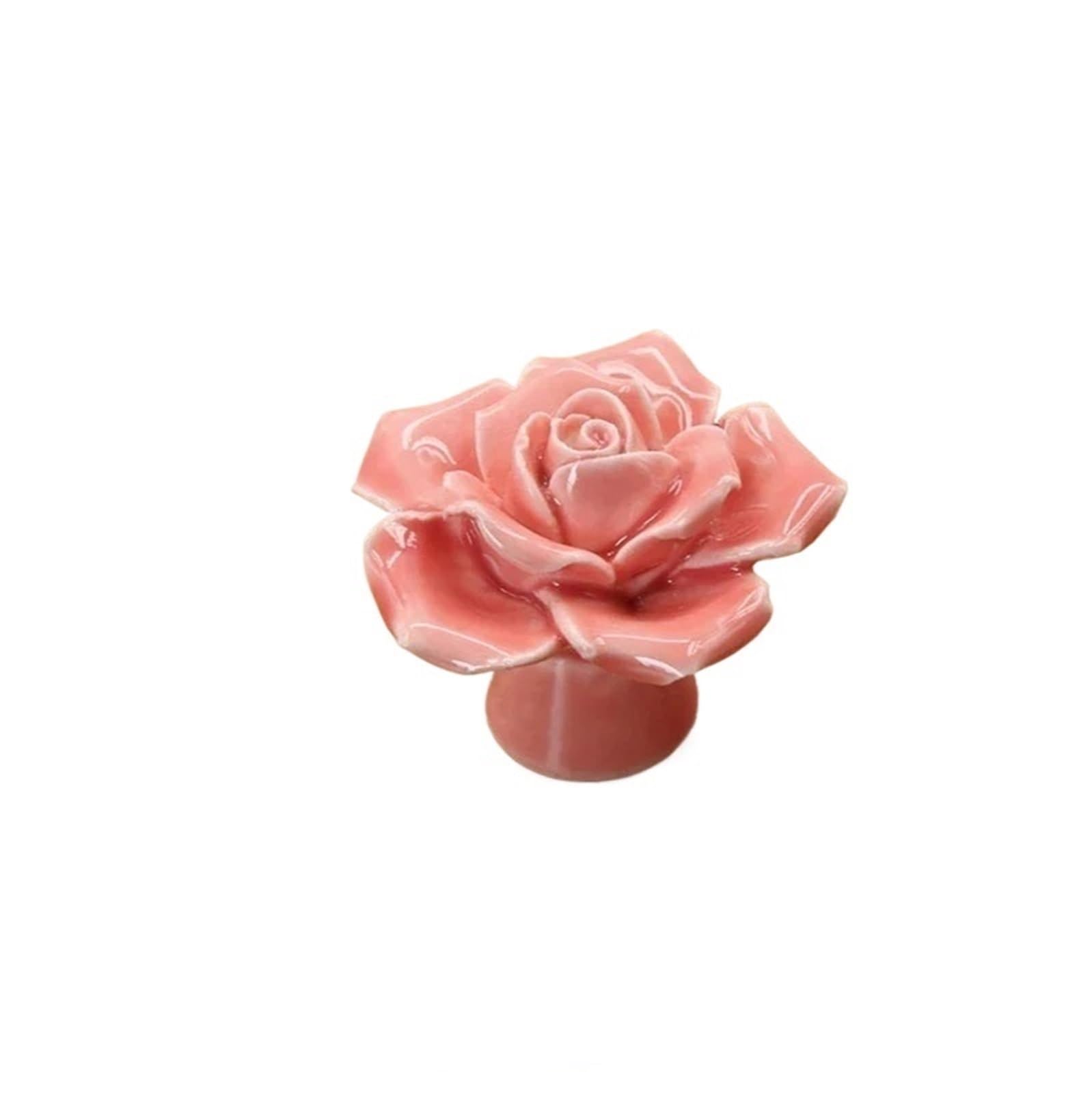 Zyayng Pink 6Pcs Furniture Handles Hardware Ceramic Flower Rose Drawer Knobs Rural Cabinet Cupboard 41Mm Diameter 34Mm Height For Door(Pink)