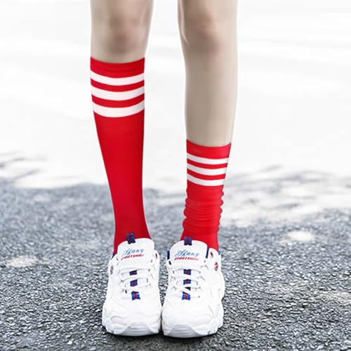 Image of DRESHOW 3 Pairs Cotton Knee High Socks for Women Solid Knit Knee Long Stocking Leg Warmer All Season Gift