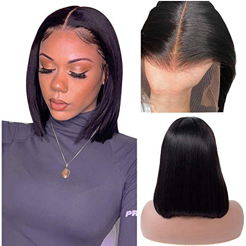 Short Bob Wigs 13x4 Straight Human Hair Lace Front Wigs 150% Density Pre Plucked Lace Frontal with Baby Hair 10 Inch