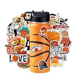 RhythmFit Basketball Water Bottles for Boys 18 oz and 100 PCS Basketball Stickers Sports Insulated Stainless...
