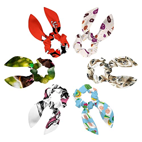 Chouchous velours Halloween avec oreilles lapin élastique cheveux lot de 6