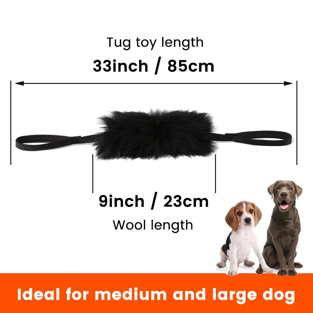 HOWGO Giocattolo per cani – Doppio manico per cani Bungee Chaser Toy 100% pelle di pecora, odore di pecora, giocattolo per tutte le razze (arancione, grande)